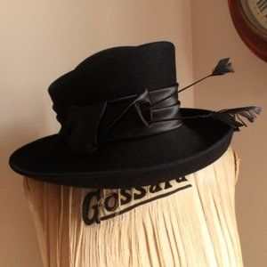 1990’s Andre Black Felt Hat with Feathers